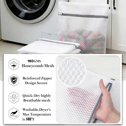 10 Pcs Laundry Bags Mesh Wash Bags, Premium Durable Double-Layer Honeycomb Mesh Laundry Bags for Delicates 12 x 16 Inches - color: 10 Pcs Medium Wash Bags