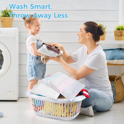 BAGAIL Laundry Bags Mesh Wash Bag for Intimates Lingerie and Delicates, 5Pcs (1XL,2L,2M) - color: Pearl White-Fine Mesh, size: 2M,1XL,2L
