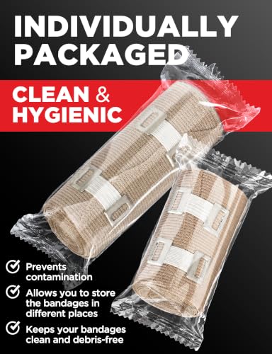 Premium Elastic Bandage Wrap - 8pk (4x3in, 4x4in) + 24 Extra Clips - size: 8 Pack