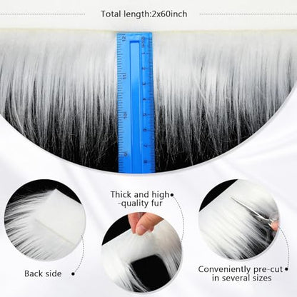 Tatuo 2 X 60 Inch White Fake Fur Fabric for Crafts Sewing DIY - color: White, size: 2 x 60 Inch