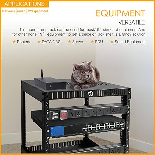 RIVECO 6U Network Rack with Reinforced Top & Bottom Vented Plates- 4 Rolling Wheels Floor Standing Rack for 19" Equipment & Stereo Gear- Including Basic Rail Mount PDU Power Strip - size: 6U