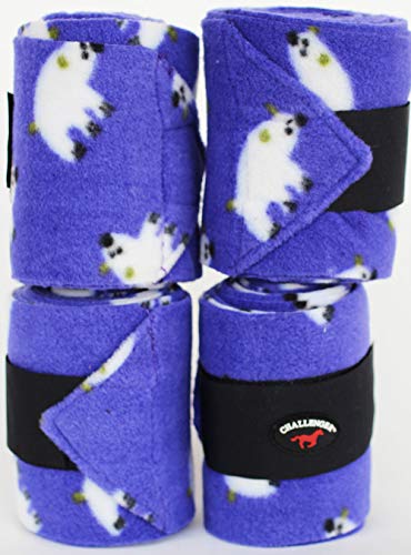 CHALLENGER 10ft Horse Grooming Leg Polo Wrap Set of 4 Soft Fleece 95R - color: Purple/Polar Bears