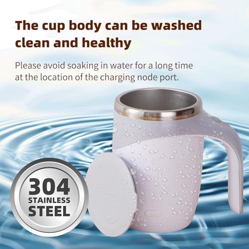 Rechargeable Automatic Stirring Coffee Mug, Stainless Steel White
