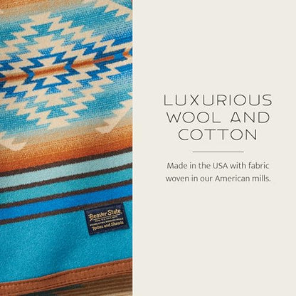 Pendleton Jacquard Unnapped Twin Blanket, 64 x 80 in, Heirloom Virgin Wool - color: Pagosa Springs Turquoise, size: Twin (64" x 80")