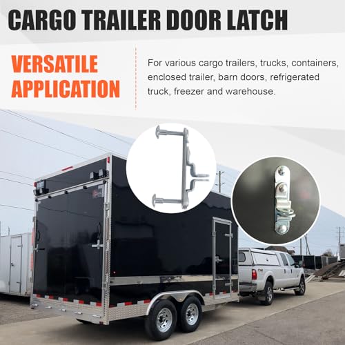 GDW Cargo Trailer Door Latch Hasp Keeper, 2-Pack with Screws & Nuts | For Ramp Padlock, Race Bar Lock Handle, Enclosed Car Hauler, Includes 4 Screws & 4 Nuts