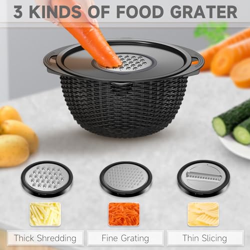 4-1 Colander with Bowl Set - Pasta Strainer - Colander for Kitchen - Strainers and Colanders Rice Strainer Fruit Cleaner Veggie Wash Sink Strainer Kitchen Essentials - Black - color: Black