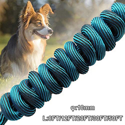 50FT Dog Tie-Out Rope + Bungee Dog Leash Extension
