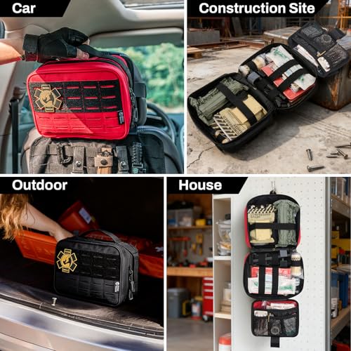 RHINO RESCUE Vehicle IFAK Trauma Kit with CAT Tourniquet Red - color: Red, size: Car Headrest Pack