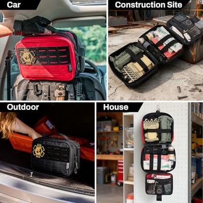 RHINO RESCUE Vehicle IFAK Trauma Kit with CAT Tourniquet Black - color: Black, size: Car Headrest Pack