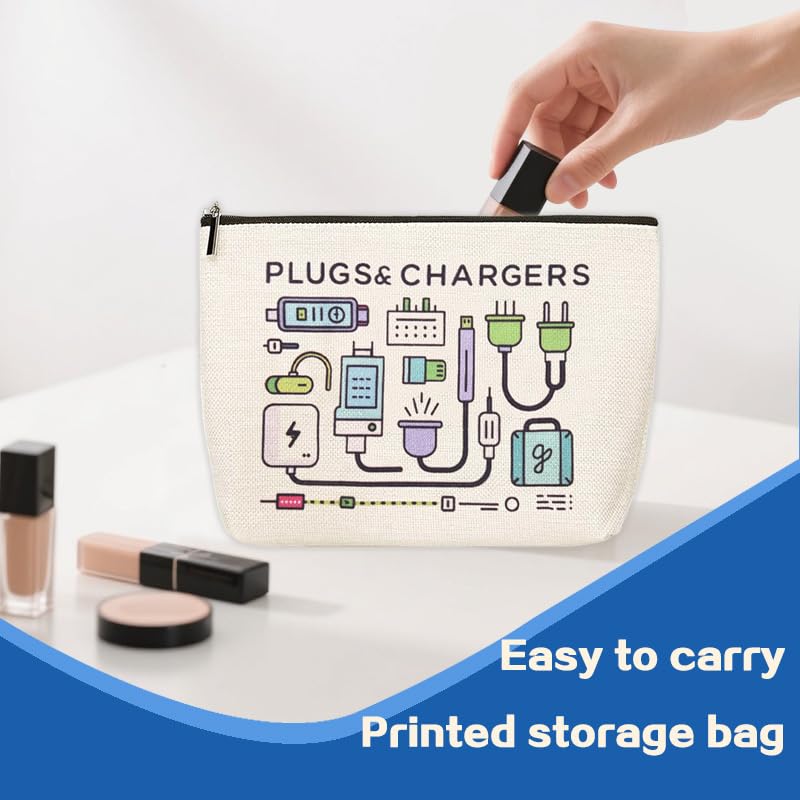 Charger Cosmetic Makeup Bags Travel Toiletry Bag Charging Cable Organiser Bag Chargers Makeup Pouch for Purse Charger Cables Storage Bags Travel Accessories for Women Birthday Christmas Gifts - style: Plugs Charger