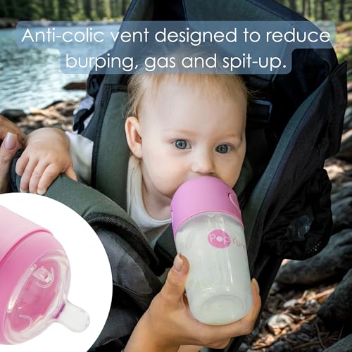 PopYum 5 oz Pink Anti-Colic Formula Making Baby Bottles, 2-Pack - color: Pink, size: 5 Ounce (Pack of 2)