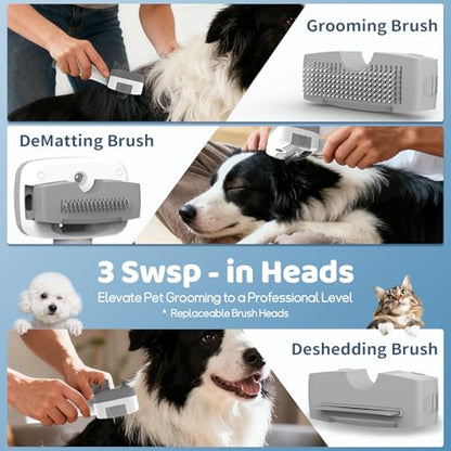 Dog Grooming Vacuum,6-in-1 Pet Grooming Kit,13000Pa,2L Dust Cup | Low Noise <55dB, Steam Brush for Shedding, Clipper & Grooming Kit, Professional for Dogs Cats, Home Cleaning Use - color: Gray
