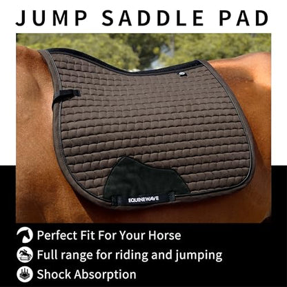 EQUINEWAVE Aria Soft Suede Jump Saddle Pad – Breathable Moisture-Wicking Lining, Shock-Absorbing Cushion, Contoured Spine, English All Purpose Saddle Pad - color: Dark chocolate