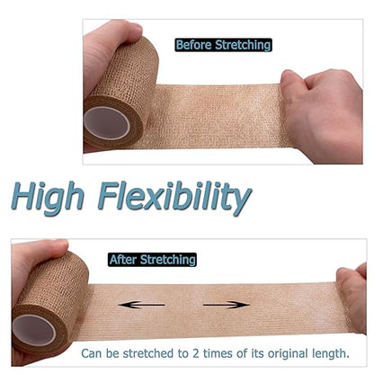 HerMia 4 Rolls Self Adhesive Bandage Wrap 3 Inch Self Adherent Wrap Self Stick Bandages Wrap Stretch Bandage for Wrist Ankle Swelling Sprains - size: 3 In - 4 Rolls