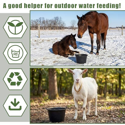 Sadnyy 2 Pcs Rubber Feeder Bucket, Quart Gallon Rubber Horse Feed Bucket with Handle Large Utility Feed Pan Dog Bowl Horse Feeder for Goats Horses Animal Feeding, Inches(11.5 x 6.3 Inches,Plain) - size: 11.5 x 6.3 Inches, style: Plain