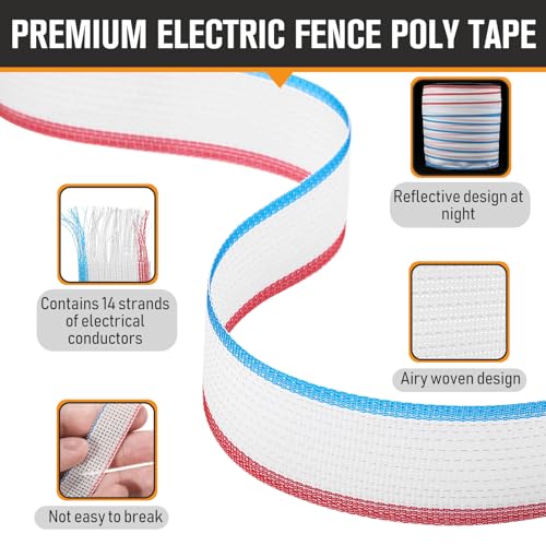 1 Roll 2 Inch x 1000 ft Electric Fence Tape Polytape - color: White, size: 2 Inchx 1000 ft