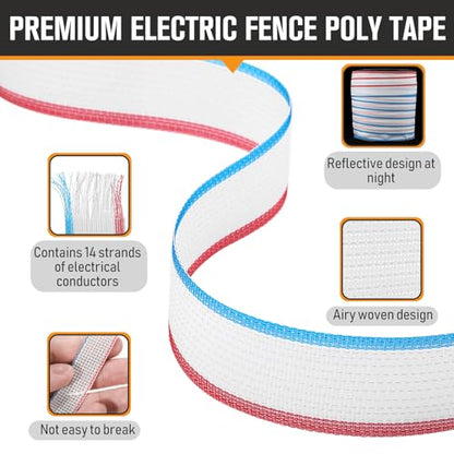 1 Roll 2 Inch x 1000 ft Electric Fence Tape Polytape - color: White, size: 2 Inchx 1000 ft