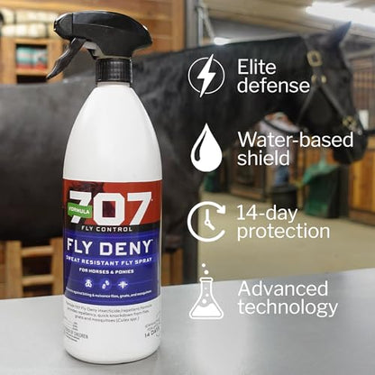 Formula 707 Fly Deny Spray for Horses & Ponies, 32 oz – 14-Day Protection - size: 32 Oz