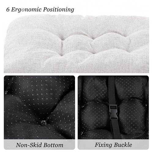 Rectangular Stool Cushion Set of 2, Soft Saddle Stool Cushions with Ties, Nonslip and Washable, Grey, 18 x 10.5 x 4 Inch - color: Grey, size: Pack of 2
