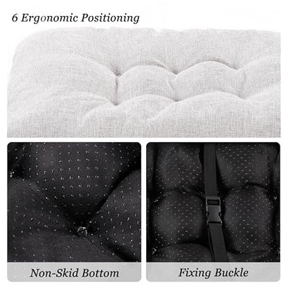 Rectangular Stool Cushion Set of 2, Soft Saddle Stool Cushions with Ties, Nonslip and Washable, Grey, 18 x 10.5 x 4 Inch - color: Grey, size: Pack of 2