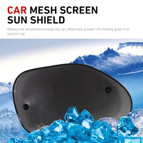 2 PCS Car Side Window Shades, Mesh Sun Blocking & Heat Insulation Shade, Breathable Dustproof Visor with Suction Cups, Memory Frame Foldable Cover for Most Cars (Black)