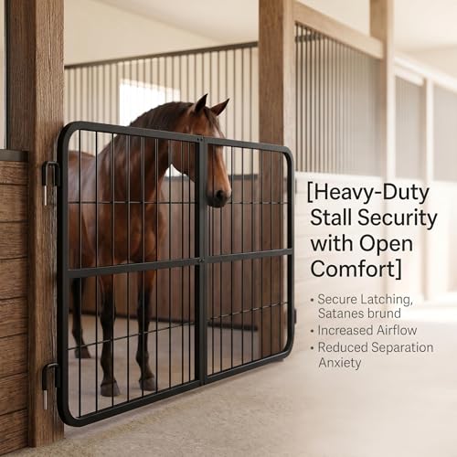 Welded Horse Stall Door, 48 x 24in Stall Guards for Horses with Two-Way Opening, Heavy Duty 0.8in Stall Gate, Stronger Horse Stall Guard Ideal for Standard Barn Doorways and Equestrian Properties