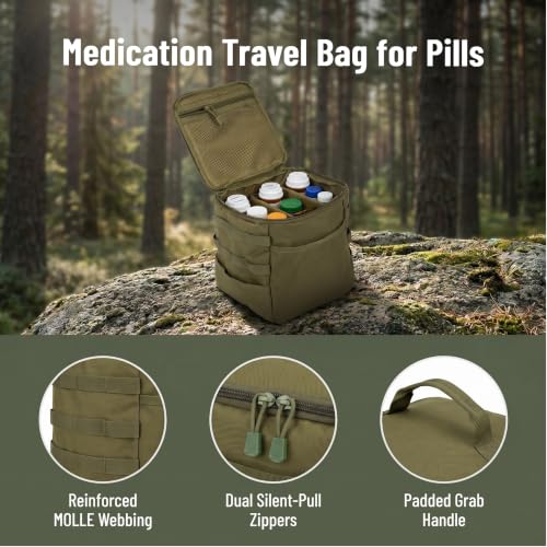 Travel Medicine Bag,Medication Pill Bottle Organizer Empty Case - color: Square Green
