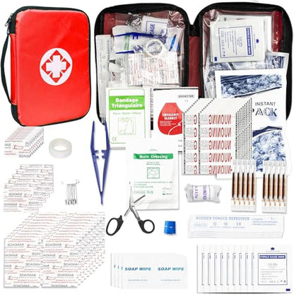 First Aid Kit 300PCS Car Home Camping Essentials Red 1st Aid | School Supplies,Dorm Room Essentials,Survival Kit,Emergency Kit,Outdoor Adventure,Office Hiking Portable - style: Red-300Pcs
