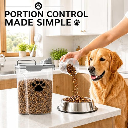 5-7Lbs Dog Cat Food Storage Container with cleaning brush - color: 6QT-Grey