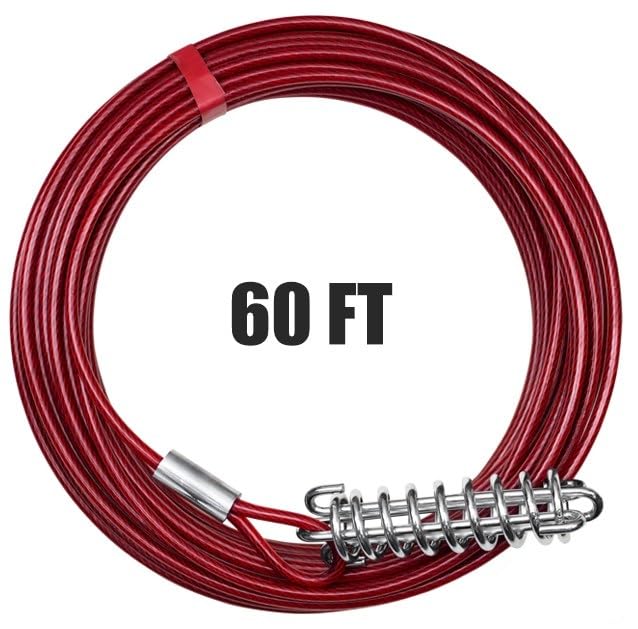 BV 60ft Aerial Pet Trolley System with 10ft Pulley Lead - Heavy Duty Dog Tie Out for Yard up to 125 lbs, Reflective Run Cable (Not a Leash, Bare End) - color: 125lbs/ 60ft/ Trolley, style: Single