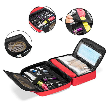 Trunab First Aid Trauma Bag with 2 Inner Flaps, Medical Supplies Pouch,Red - color: Red