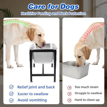 YUEPET Outdoor Elevated Dog Water Bowl, 3 Gallon Bowl for Large Dogs | 4 Heights Adjustable, 3 Gal Extra Large Stainless Steel Bowl, Raised Dog Water Bowl with Stand, Food and Water Use - size: 3 Gallon