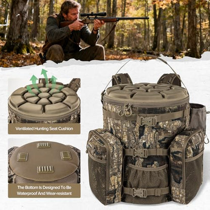 BLISSWILL Hunting Bucket Backpack with Seat Suitable for 5-gallon fishing - color: Rock Bark