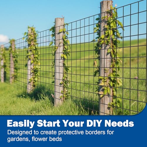 Black Metal Fence，Pet Fence Netting，Black PVC Coated Welded Wire (2×3 Inch Mesh, 48"×50' 16Gauge) - Weatherproof Garden Fence & Animal Enclosure Solution - size: 2x3inch 48inx50ft