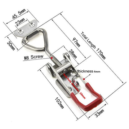 4003 Toggle Latch Clamp, 304 Stainless Steel Adjustable Toggle Latches With Lock Hole, 1320Lbs Holding Capacity Heavy Duty Toggle Clamp for Smoker Lid Jig, ToolBox Case, 2pack