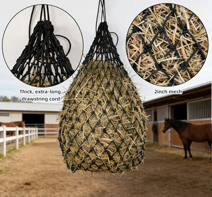 Ultra Slow Feed 2"x2" Holes 40” Hay Net for Horses and livestocks,Strong Load-Bearing Hay Bag Hanging for Horse Stable Trailer
