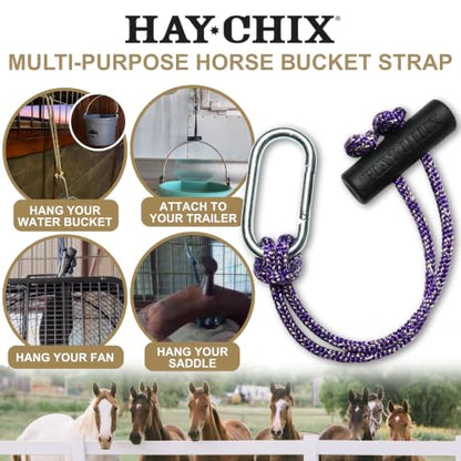 hay chix 14-Inch Horse Bucket Strap | Adjustable Stall Hanger, R. Amethyst - color: R. Amethyst