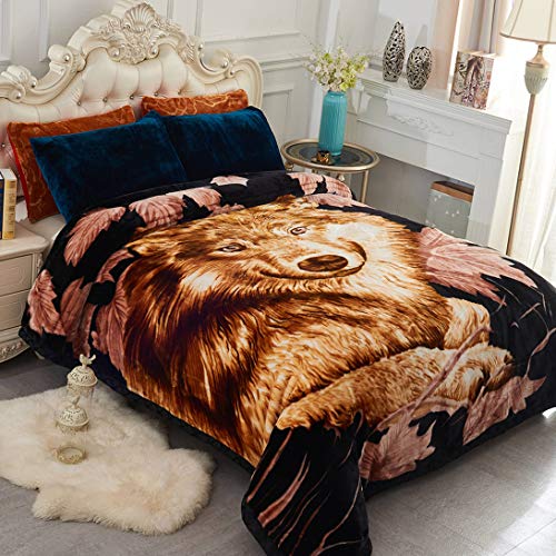 JML Plush Soft Fleece Blanket King Size, 10.5 lbs, 87" x 94", Wolves | 2 Ply, A&B Printed, Embossed, Reversible, Plush, Silky Soft, Thick, Warm for Winter - color: Animal Printed - Wolf