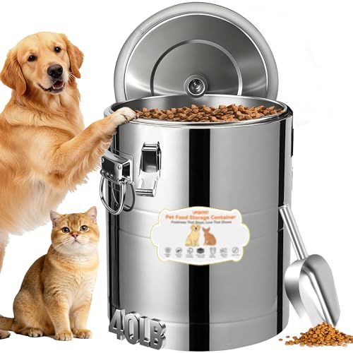 40lb Dog Food Storage Container, Airtight Stainless Steel - size: 40lb