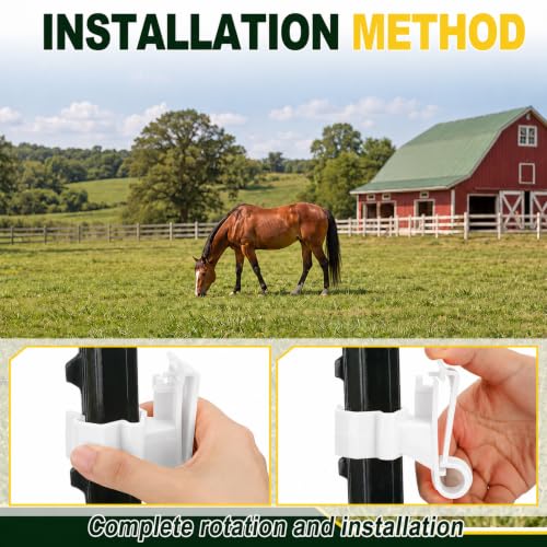 Pangda 60 Pack T Post Insulators Electric Fence for Farm Polytape, White - color: White