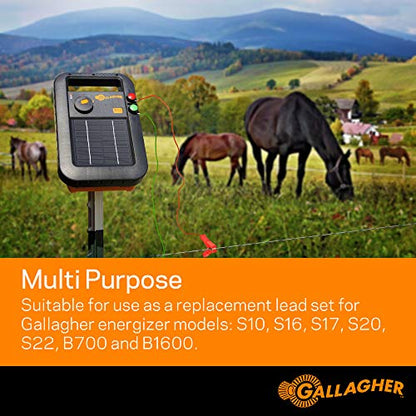 Gallagher Fence Charger Leadset | Energizer Output Lead Set | Electric Fence Energizer Accessory with Red & Green Alligator Clips | Connect to Energizers, Power Supplies & Earthing Systems | 70"