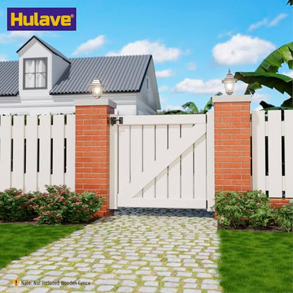 Hulave 304 Stainless Steel Fence Gate Latch, Self-Locking Gravity Gate Latch, Heavy Duty Privacy Gate Latch for Wooden Fence, Metal Gate & Vinyl Fence Gate Hardware (Black) - color: Black