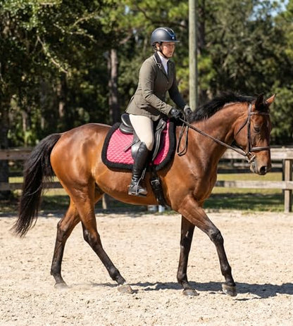 CHALLENGER Horse English Quilted Fleece Padded Trail Bareback Pad 72F48 - color: Pink Black