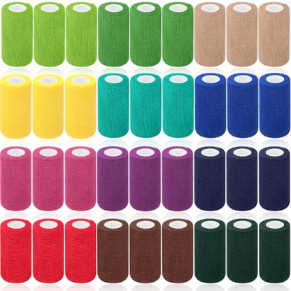 Treela 36 Pcs Self Adherent Bandage 4" X 5 Yard Wrap Breathable - color: Classic Color, size: 4" X 5 Yard