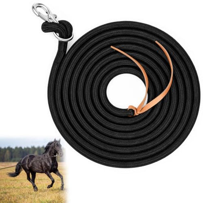 1 Pack 14 ft Horse Driving Lines, Cotton Web Lunge Line, Solid Brass Trigger Snaps, Reins for Cart Training, Harness, Ground Driving, Horse Work