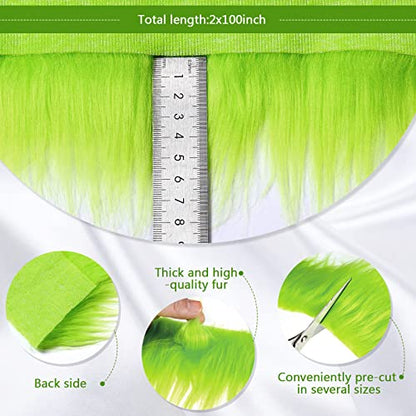 Tatuo 2 X 100 Inch Green Fake Fur Fabric for Crafts Sewing DIY - color: Green, size: 2 x 100 Inch