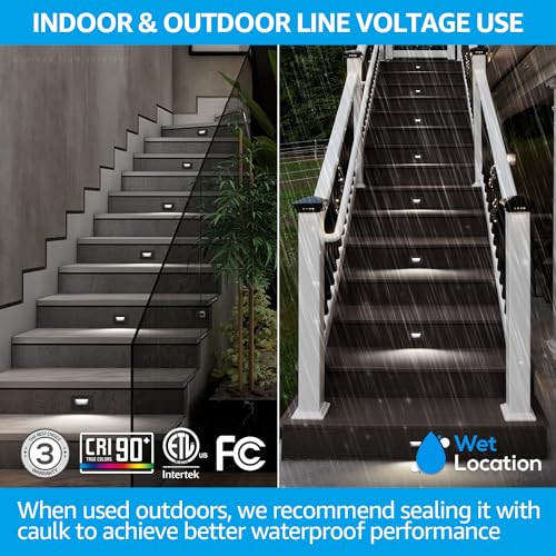 LEONLITE 6-Pack 5CCT 120V LED Step Lights, Horizontal, Black - color: Black, size: 4.72 Inch