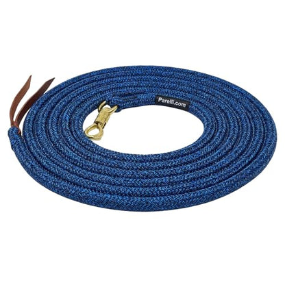 PARELLI 22 Foot Ground Training Rope - Strong Everyday Use All-Purpose Large Horse Lead Rope with Loop & Latigo Popper | 9/16" Diameter Smooth Yachting Braid, Blue Black Blend - color: Blue Black Blend