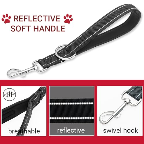 PAWNISAW Chew Proof Dog Leash, 5 FT Dog Tie Out Cable Lead with Handle - color: Black