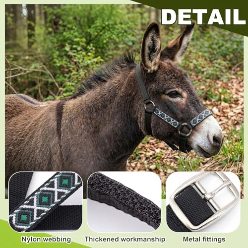 1 Set Mini Donkey Halter with Lead Rope Adjust, Black - color: Black